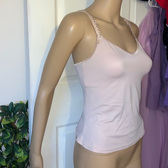 HANA Nude skin tone hidden shelf bra cami slip tank top M - Picture 3 of 10